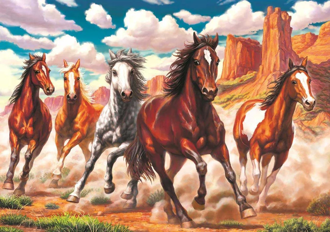 آرت پازل 1000 تکه «اسب های وحشی دونده»  Heidi Art Puzzle Running Wild In The Valley 1000 pcs 4224