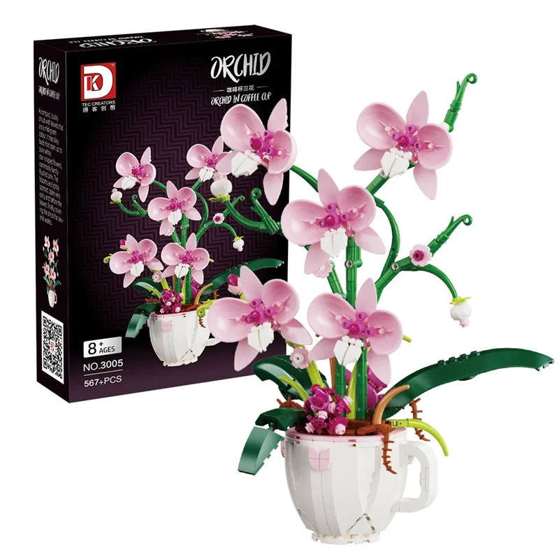 نمای جلو از لگو گل ارکیده در فنجان  در کنار - Orchid in Coffee Cup