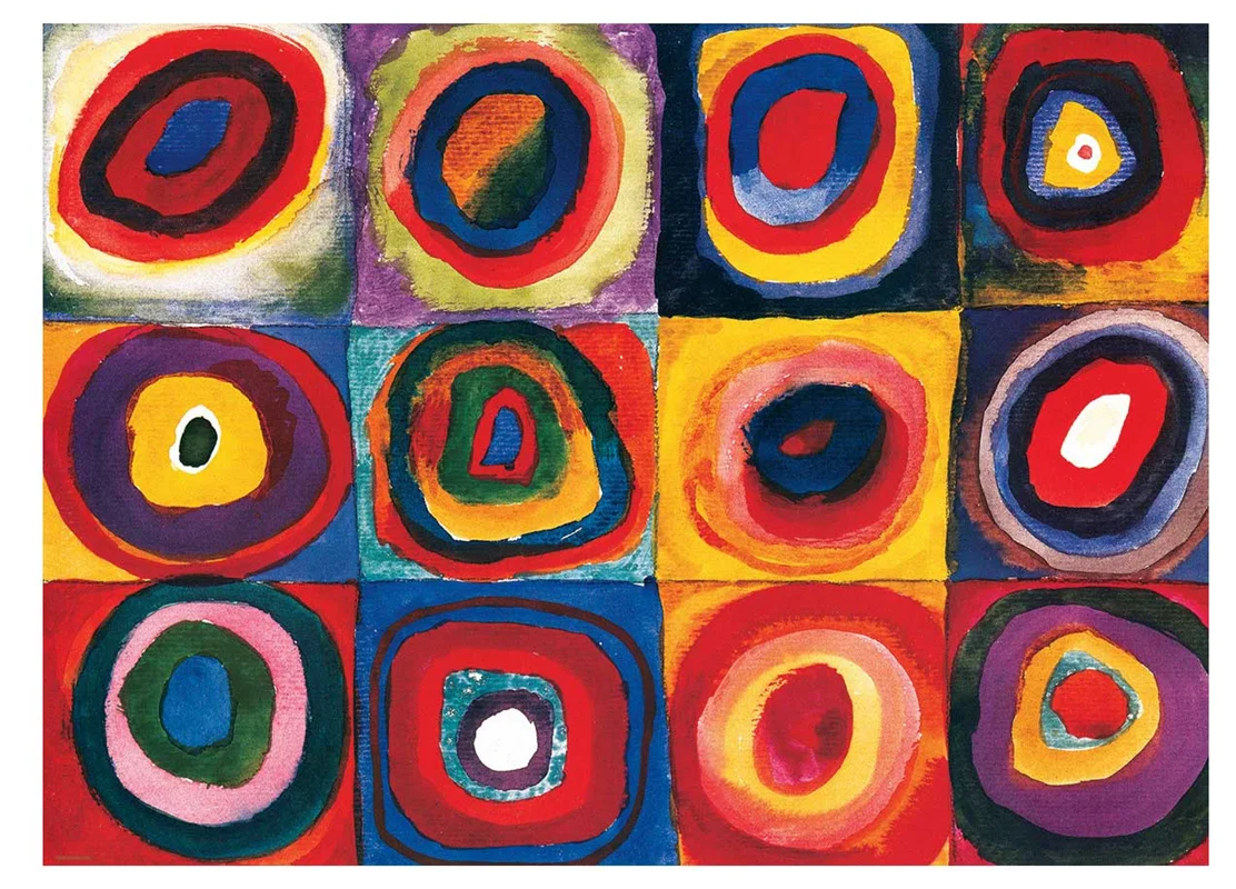 جلوی جعبه پازل یوروگرافیک مدل مربعهای مطالعه رنگ