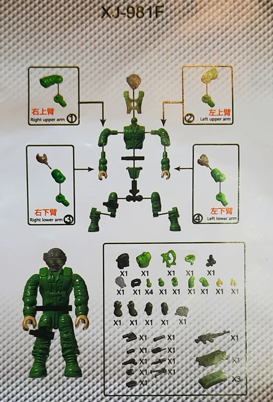 خرید لگو «سرباز نیروی ویژه با تجهیزات نظامی»، لگو ارتشی، لگو نظامی لگو سرباز، لگو آدمکی، مینی فیگور آدمک، مینی فیگور لگویی  X-Block Special Troops Military Soldier minifigures Lego Series XJ-981F