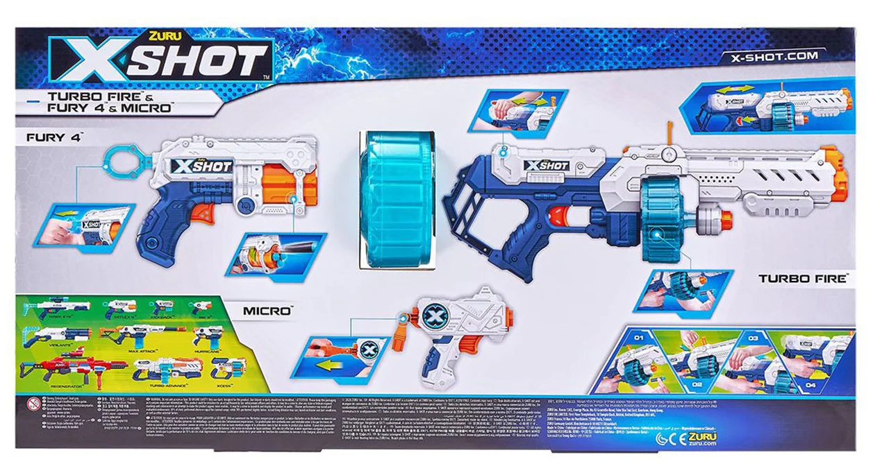 خرید تیر ابری زورو ایکس شات «بسته 3 تایی توربو فایر و فیوری و میکرو6»  Zuru X Shot Turbo Fire & Fury 4 & Micro 36345