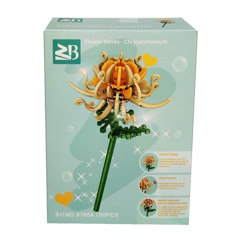 نمای جلو از مجموعه لگو گل داوودی Chrysanthemum