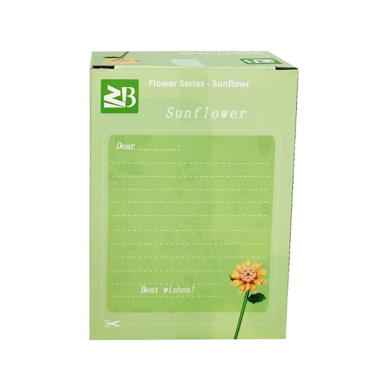 نمای پشت از جعبه لگو گل آفتابگردان ZB Flower Series Sunflower