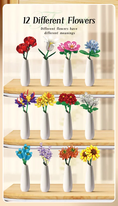 ۵. لگو گلدان گل Flower Clusters گل های مجزا ساخته شده