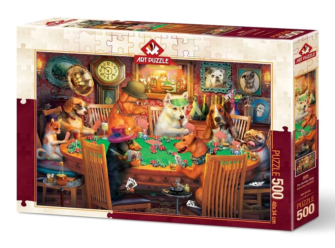 خرید آرت پازل 500 تکه «سگ های در حال بازی» Heidi Art Puzzle The Gambler Dogs 500 pcs 5094