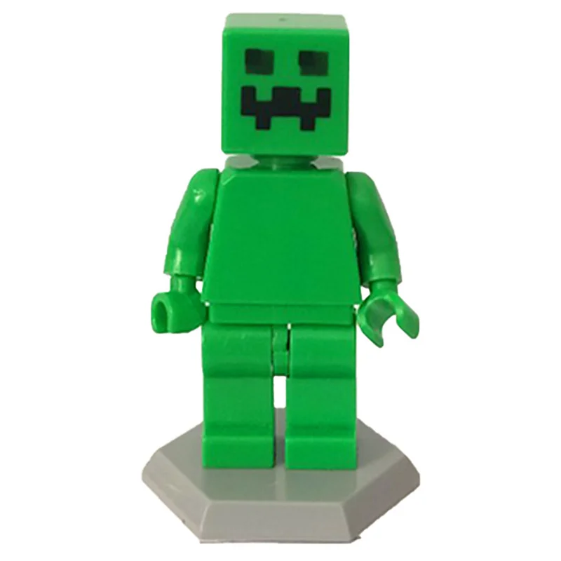 مینی فیگور لگو ماینکرفت کریپر در نمای جلو با طراحی پیکسلی دقیق و رنگ سبز مشخص