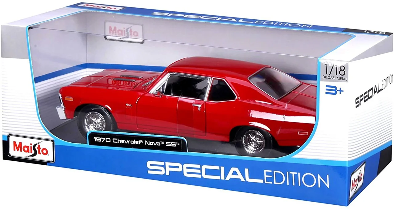 خرید ماشین فلزی مایستو «شورولت نوا 1970 Ss» ماشین فلزی Maisto 1970 Chevrolet Nova Ss Coupe Red 31132
