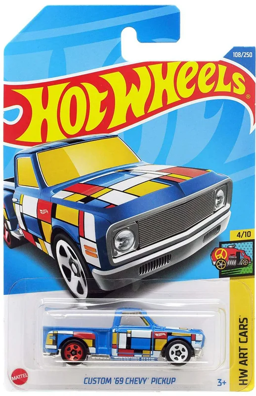 خرید ماشین فلزی ماکت فلزی هات ویلز «کاستوم 69 چوی پیکاپ» ماشین فلزی Hot Wheels Custom '69 chevy' Pickup HW Art Cars 4/10  108/250