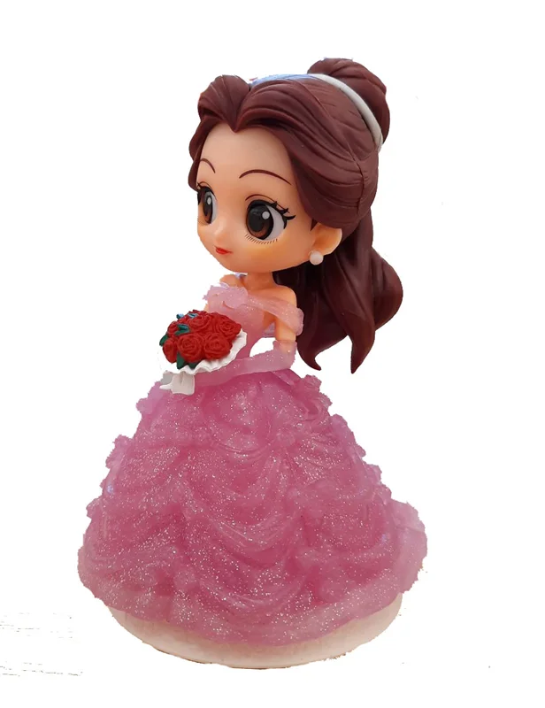 کیوپاسکت فیگور بل با لباس عروس صورتی و گل