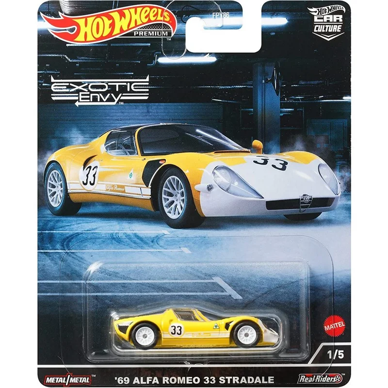 خرید ماشین فلزی ماکت فلزی هات ویلز کار کالچر «69 آلفا رومئو 33 استرادل» ماشین فلزی Hot Wheels Car Culture Premium Exotic Envy 69 Alfa Romeo 33 Stradale 1/5 HCJ91