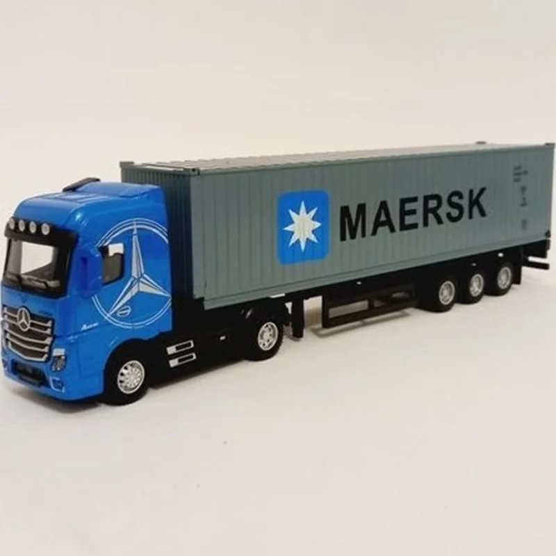خرید ماشین فلزی «ماکت کامیون تریلی بنز آکتروس کانتینردار آلیاژی» ماشین فلزی Alloy Model Car Mercedes Benz Actros container truck JG2602