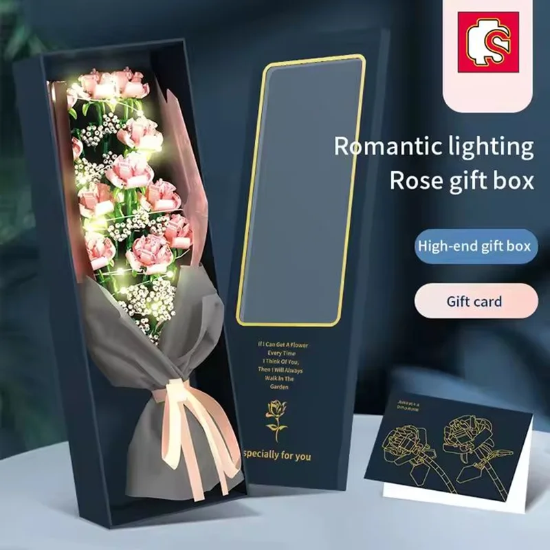 جلوی جعبه لگو دسته گل رز Sembo 601216 Bouquet of roses