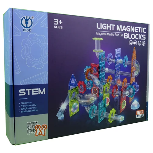 اسباببازی ساختنی مغناطیسی با 120 قطعه نورانی و آموزشی