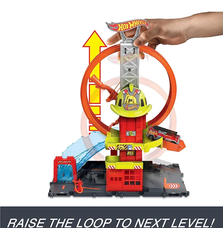 خرید پیست مسابقه، پیست هات ویلز، پیست سرعت، پیست ایستگاه، پیست ماشین آتشنشانی، پیست فرار، پیست بازی ماشین هات ویلز «ست بازی ایستگاه آتشنشانی» پیست مسابقه  Hot Wheels Fire Station With Circle Runway HCX41MAT