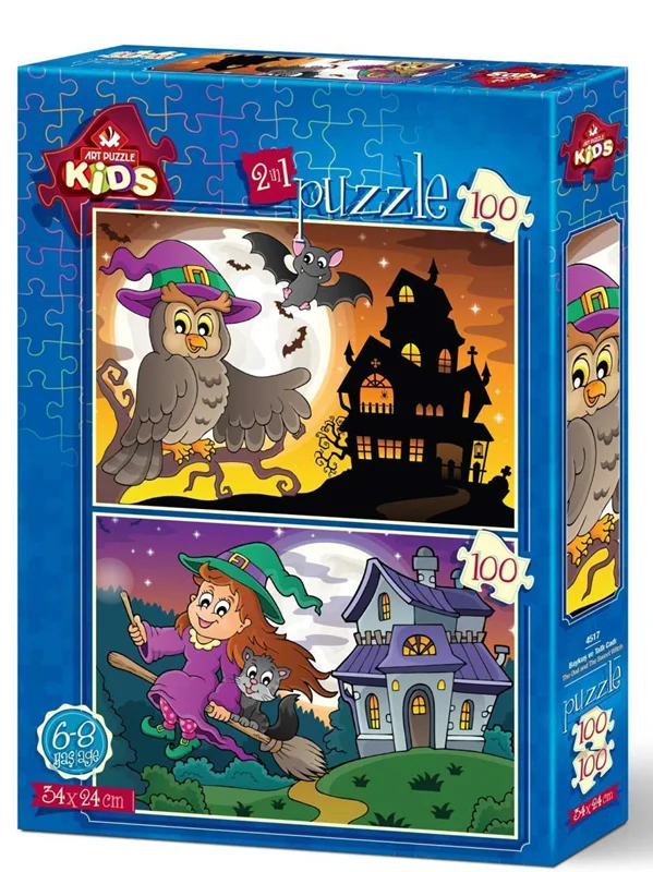 خرید آرت پازل 2x100 تکه کودکان «جغد و جادو شده» Art Kids Puzzle Owl and Bewitched 2x100 Pieces 4517