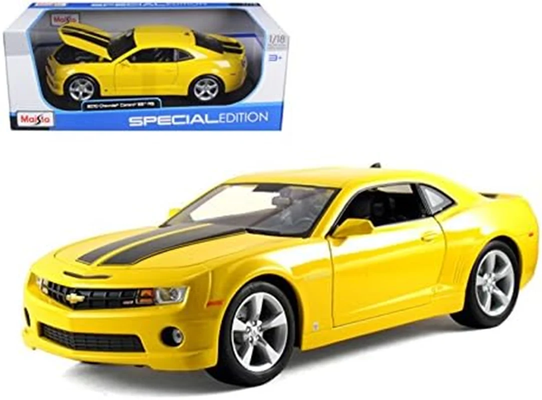 خرید ماشین فلزی مایستو «شورولت کامارو 2010 SS RS» ماشین فلزی Maisto Chevy Camaro SS RS, Yellow w/ Black Stripes 31173