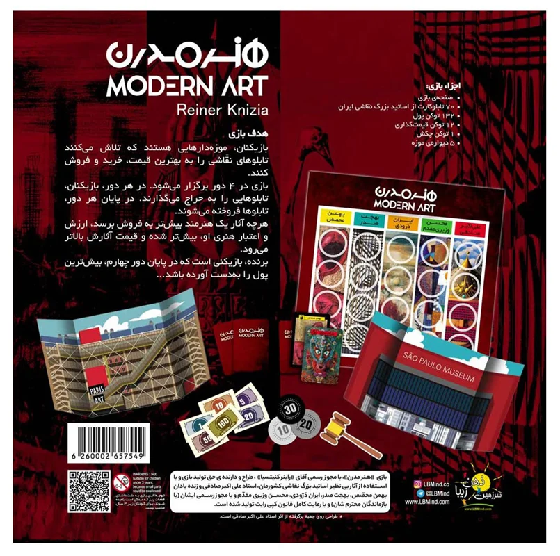بازی فکری هنر مدرن – پشت جعبه و مشخصات بازی