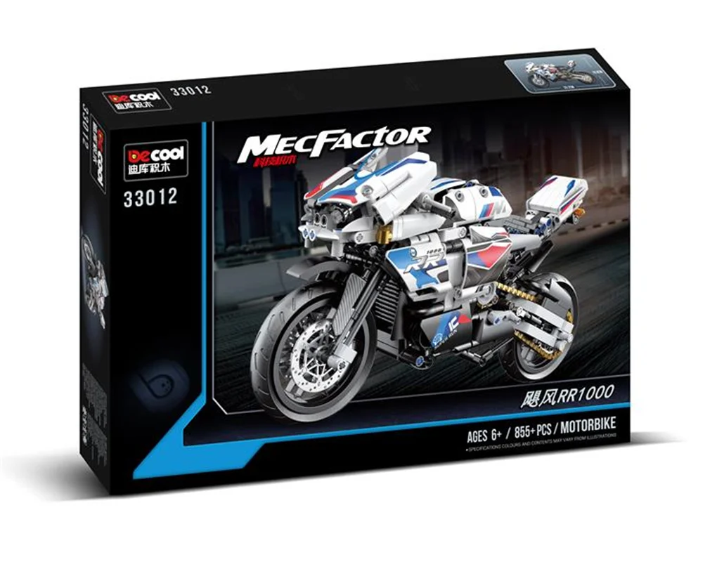 خرید لگو دکول «موتور سیکلت طوفان تکنولوژی» Building Blocks Decool MecFactor Mechanical Technology Hurricane RR1000 Motorcycle Lego 33012