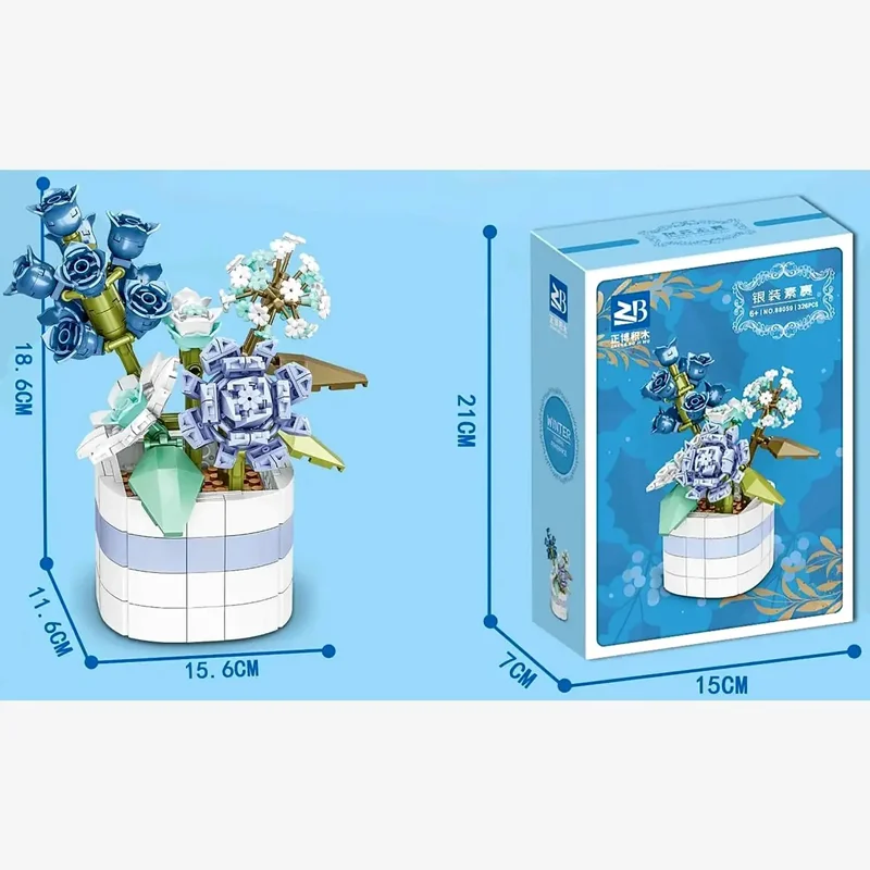 ابعادگلدان لگو Floral Fragrance Winter زمستانی جعبه و گلدان