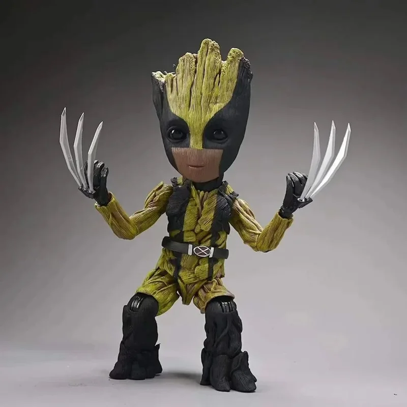 فیگور گروت در لباس ولورین Groot Tree Man Cos Wolverine با چنگهای بالا رفته