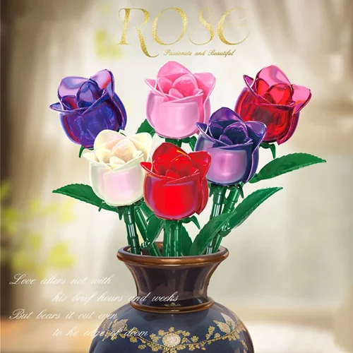 لِگو 6 گل رز با شش رنگ زیبا ۹۵۷۰۰۵۲ Rose Flower