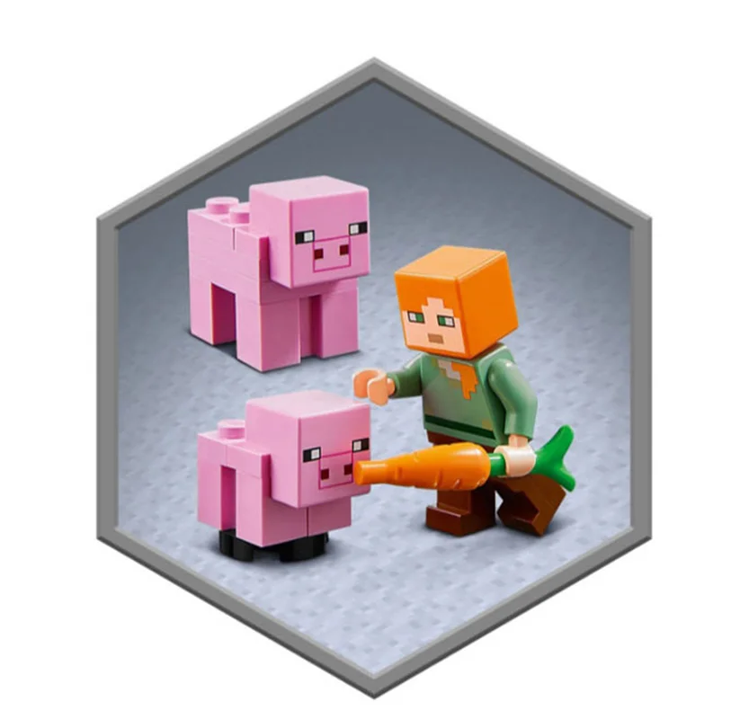 لگو Minecraft Pig 11585 مینی فیگور های الکس خوک و بچه خوک