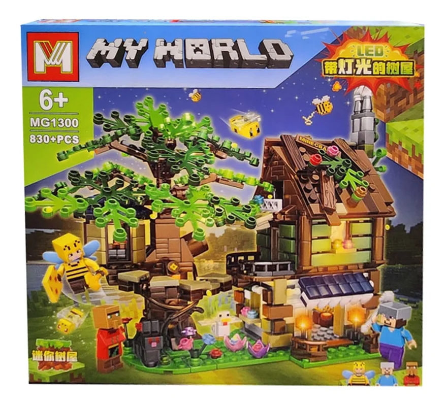 لگو ماینکرافت خانه درختی شبانه My World MG 1300 نمای جلوی جعبه