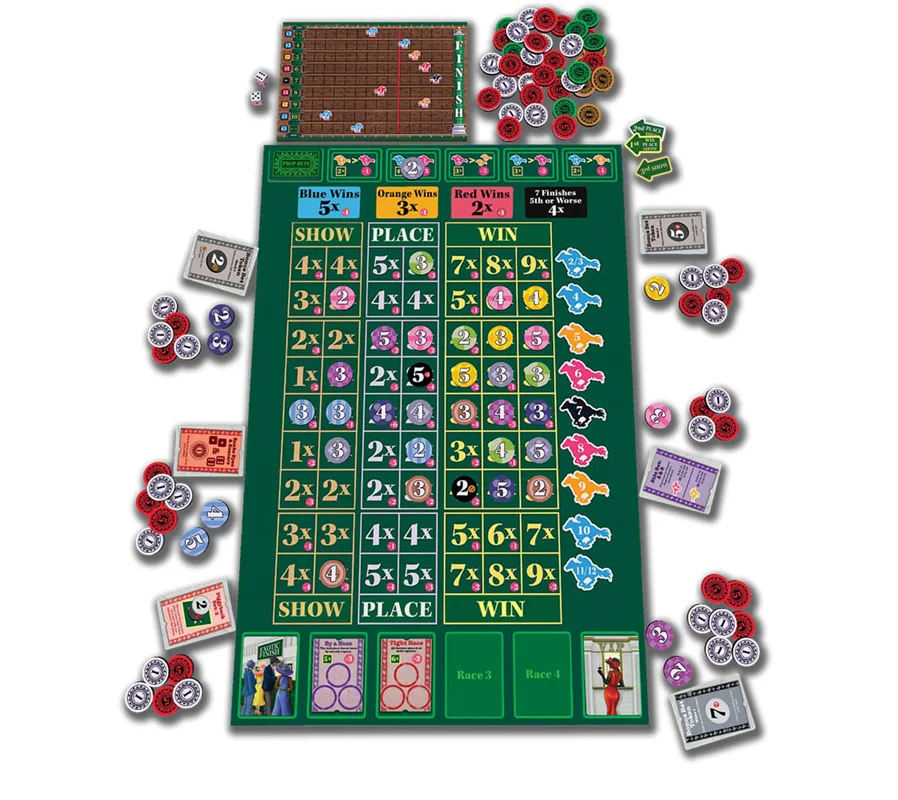 صفحه اصلی بازی Ready Set Bet با نمایش مسیر اسبها و تاس ها