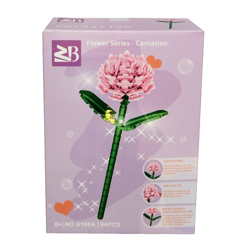 نمای جلو از مجموعه لگو گل میخک Carnation