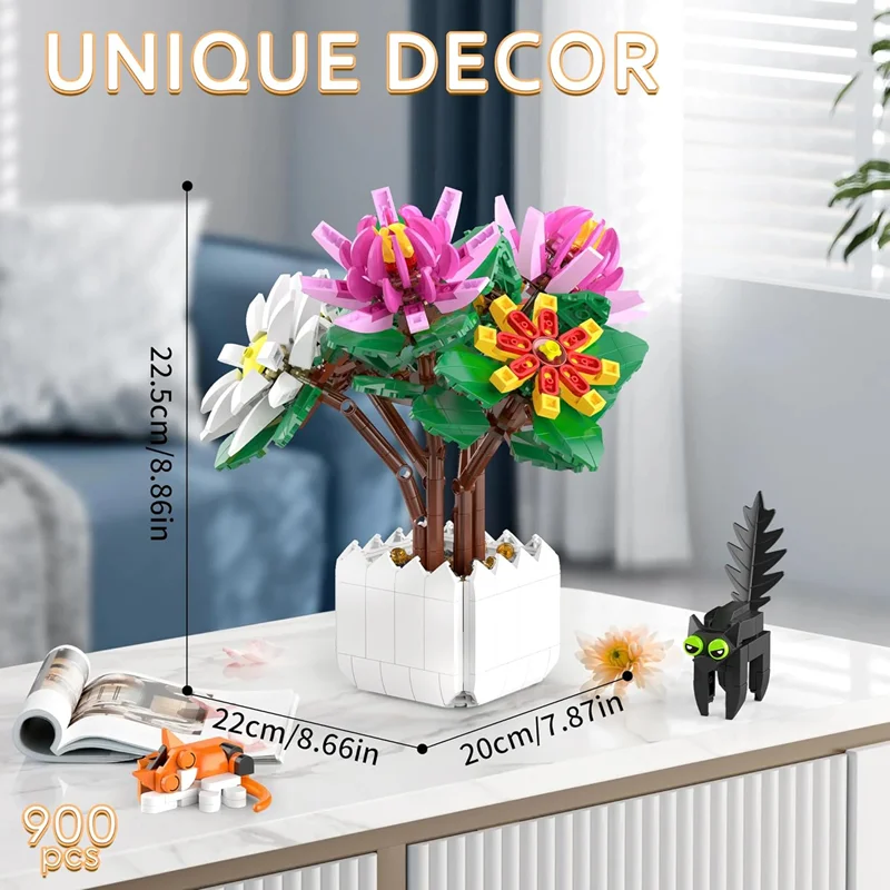 LEGO Chrysanthemum Potted Plant JJ9036 - دکور با لگو گلهای کریسانتموم