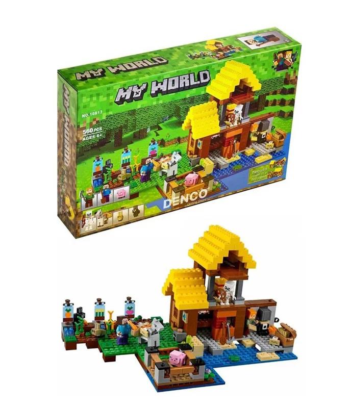 لگو ماینکرافت مزرعه کنار رودخانه Lego Minecraft My World 10813 - فیگورهای استیو و الکس در مزرعه