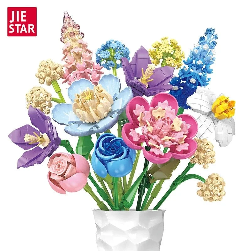 نمای جلو لگو گلهای نوک انگشتی عاشقانه با گلهای رنگارنگ